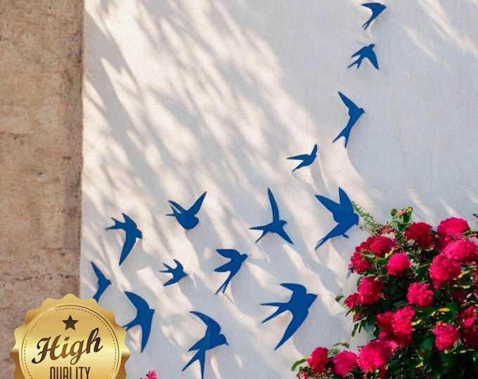 Fourteen Garden Birds Garden Wall Collage Design, Custom Sizes Shapes Colours Made