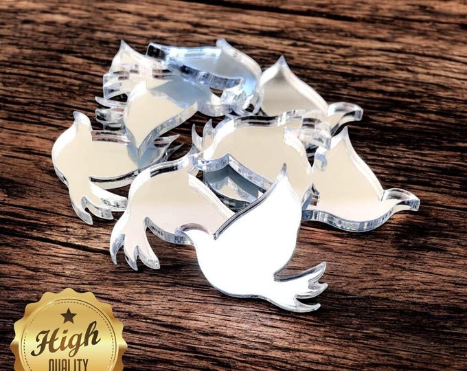 Dove Shaped Crafting Mirrors: Acrylic Embellishments, Pack of 10