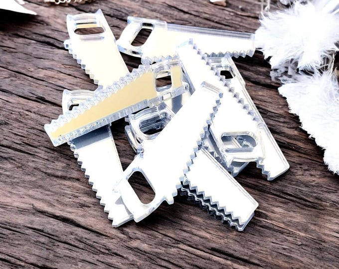 Saw Shaped Acrylic Crafting Mirrors: Custom Colors & Sizes, Pack of 10