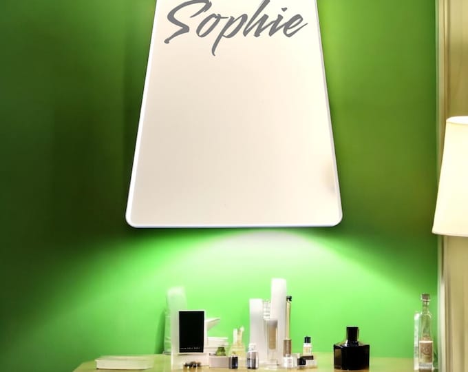 Rounded Corner Rectangle Shaped Mirrors with White Backing & Hooks, Bespoke Shapes Made, Engraving Services