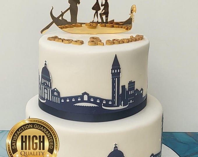 Gondola Engagement/Wedding Shaped Cake Toppers - Several Colour Options Available, Any Bespoke Style Made