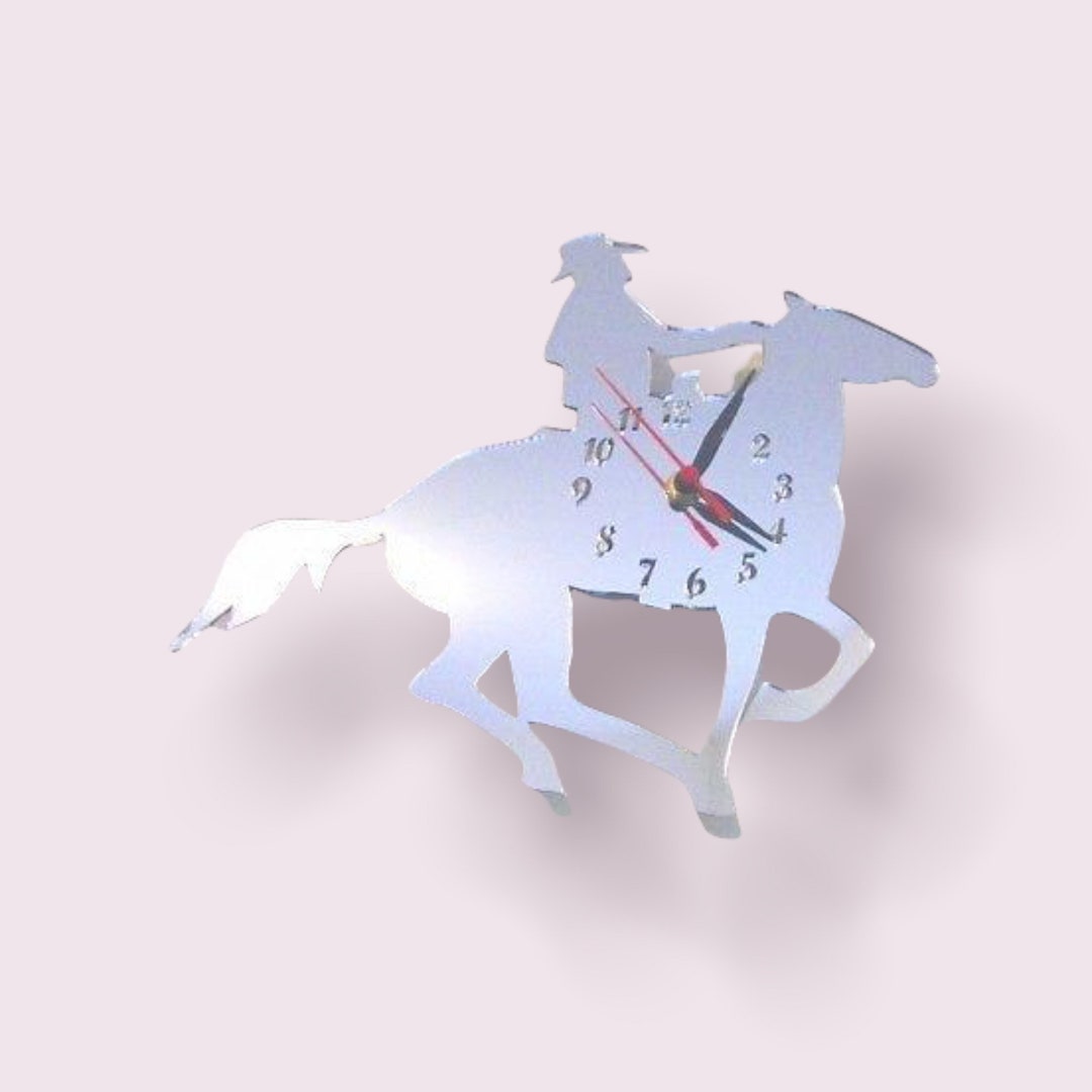 Cowboy Riding Shaped Clocks Many Colour Mirrors and Solid Colour