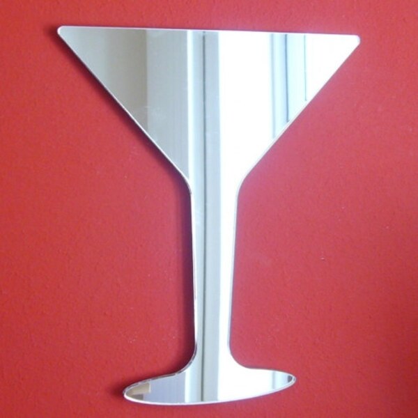Martini Glass Shaped Mirrors, Custom Size, Shape, Colour and Engraving Available