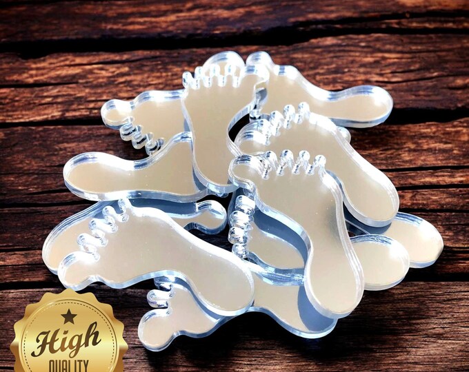 Pair of Feet (5L&5R) Shaped Crafting Sets, Custom Colours, Woods, Sizes, Shapes, (Holes for Jewellery or hoops for invites) Pack of 10
