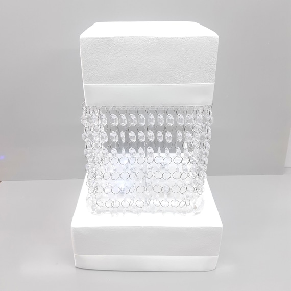 Kit de support à gâteau carré en cristal acrylique pour mariage/fête avec  cristaux et lumières LED. Pour gâteaux de 6, 7, 8, 9, 10, 11, 12, 14. -   France