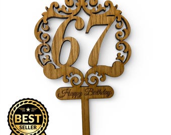 Personalized Age Cake Topper – Custom Laser Cut Wood/Acrylic Birthday Decor