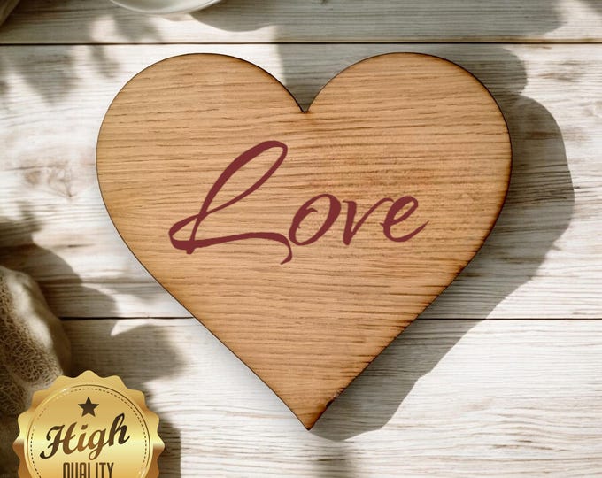 Engraved Heart Placemats: Wooden Oak, Walnut, or Cherry Coasters