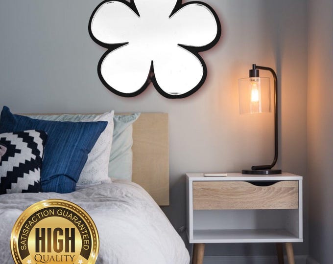 Daisy Shaped Mirrors with a Colour Frame of your choice & Hooks, Bespoke Shapes Made