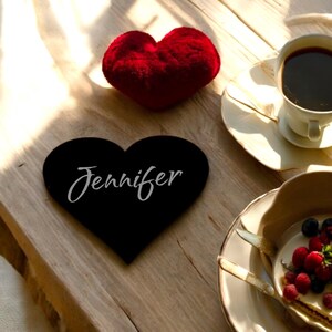 Heart Shaped Coasters, Custom Matt or Gloss Finish Colours, Sizes, Shapes, Engraving Services