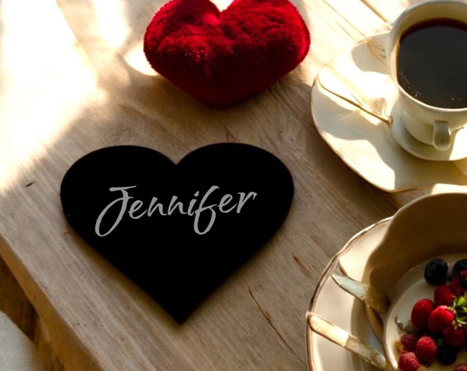 Heart Shaped Coasters, Custom Matt or Gloss Finish Colours, Sizes, Shapes, Engraving Services