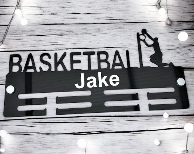 Personalized Basketball Medal Hanger: Custom Name, Sport Decor
