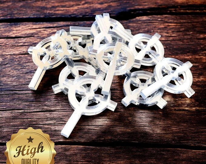 Gothic Cross Shaped Crafting Mirrors, Custom Colours, Woods, Sizes, Shapes, (Holes for Jewellery or hoops for invites) Packs of 10