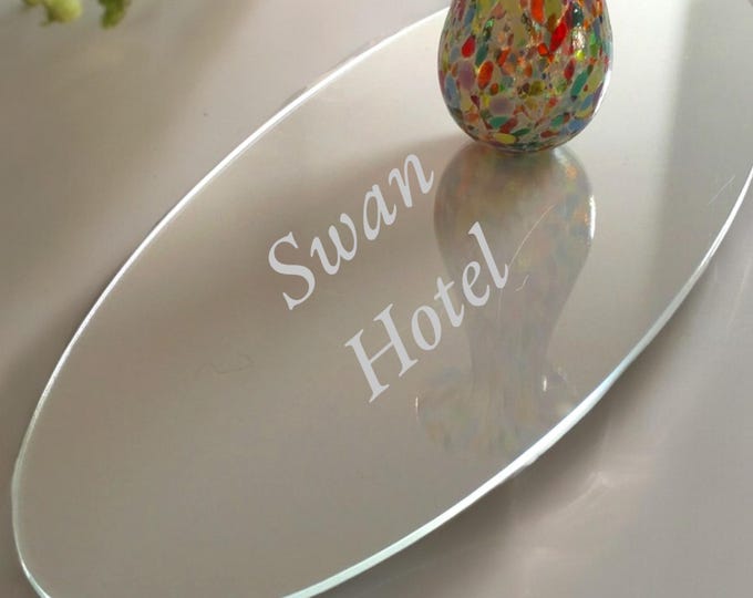 Oval Clear Acrylic Table Runner: Custom Engraved Worktop Saver