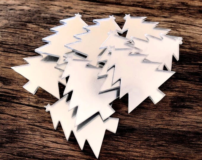 Christmas Tree Acrylic Crafting Mirrors: Custom Colors & Sizes (Pack of 10)