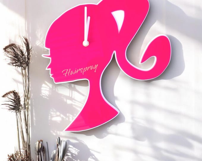 Hairdressers Pony Tail Style Personalised Clocks - Custom Colours and Woods, Sizes & Engraving Services