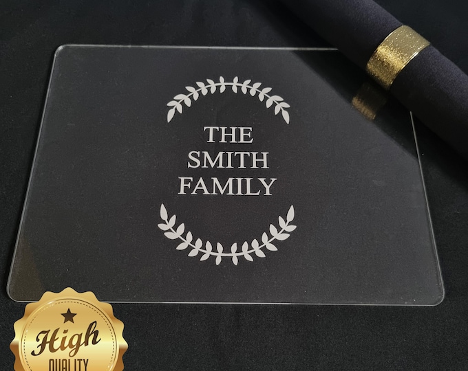 Engraved Clear Acrylic Placemats: Custom Table Protector Mats