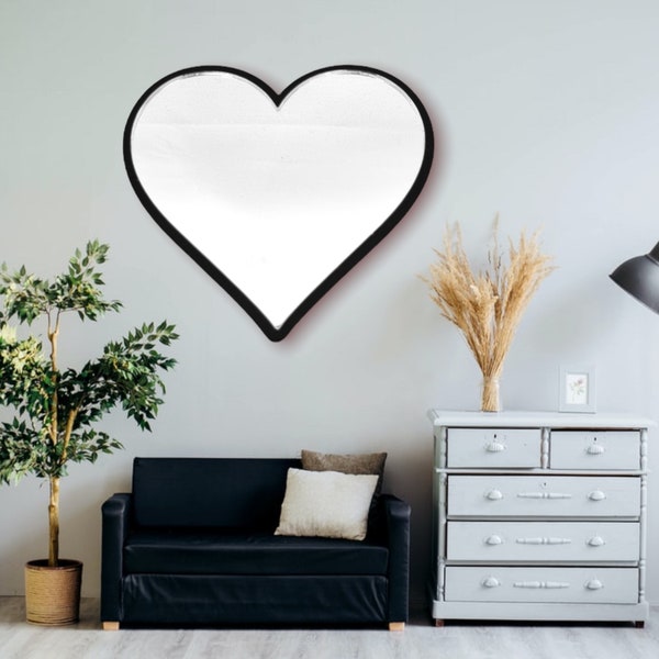 Heart Shaped Mirrors with a Colour Frame of your Choice & Hooks, Bespoke Shapes Made