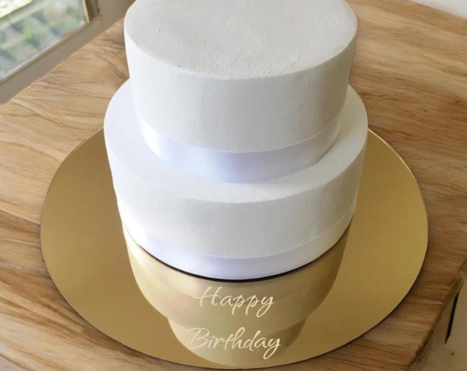 Engraved Acrylic Mirror Cake Board: Reusable, Custom Shapes & Sizes