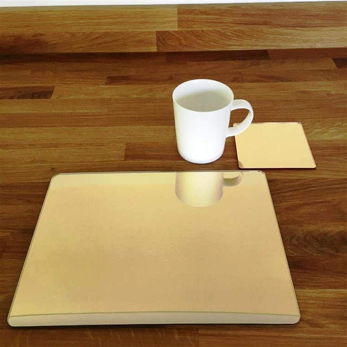 Rectangle Placemats or Placemats & Coasters in Gold Mirror Etsy