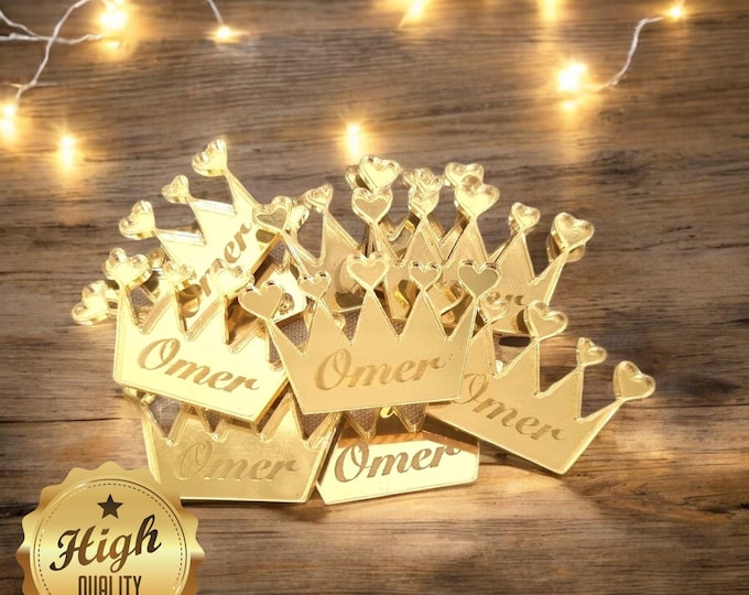 Crown Shaped Crafting Mirrors, Custom Colours, Woods, Sizes, Shapes, (Holes for Jewellery or hoops for invites) Packs of 10
