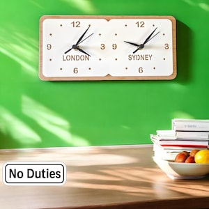 Reloj silencioso de cuarzo acrílico a medida con dos o tres zonas horarias