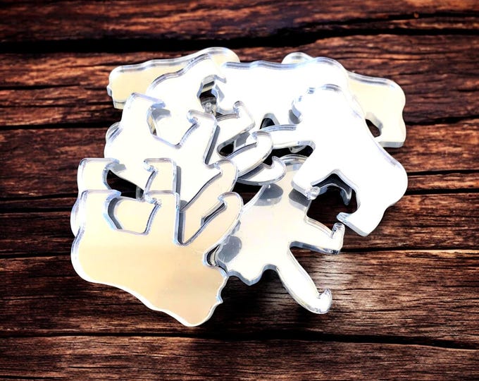 Gorilla Shaped Crafting Mirrors: Acrylic Animal Embellishments (Pack of 10)
