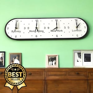 Relógio oval personalizado com quatro fusos horários: cores e tamanhos personalizados