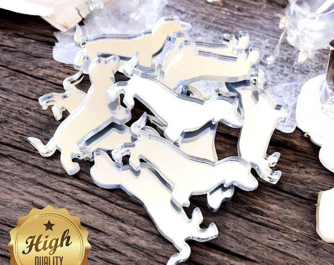 Sausage Dog Acrylic Crafting Mirrors: Custom Colors & Sizes (Pack of 10)