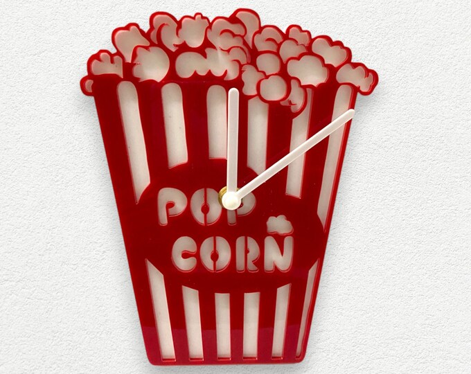Popcorn Box Shaped Clocks - Custom Colours, Woods, Sizes Made, Your Wording