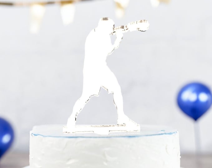 Boxer Cake Topper: Acrylic Silhouette, Custom Engraving Available