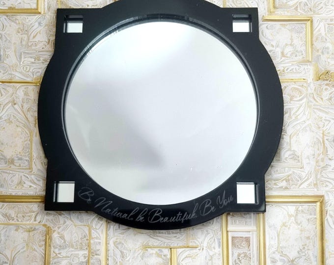 Art Deco Acrylic Mirror: Square/Round Colored Frame, Custom Engraving