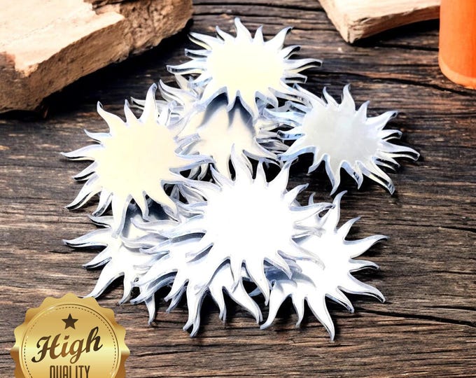 Sun Shaped Crafting Mirrors: Acrylic Embellishments, Custom Colors (Pack of 10)
