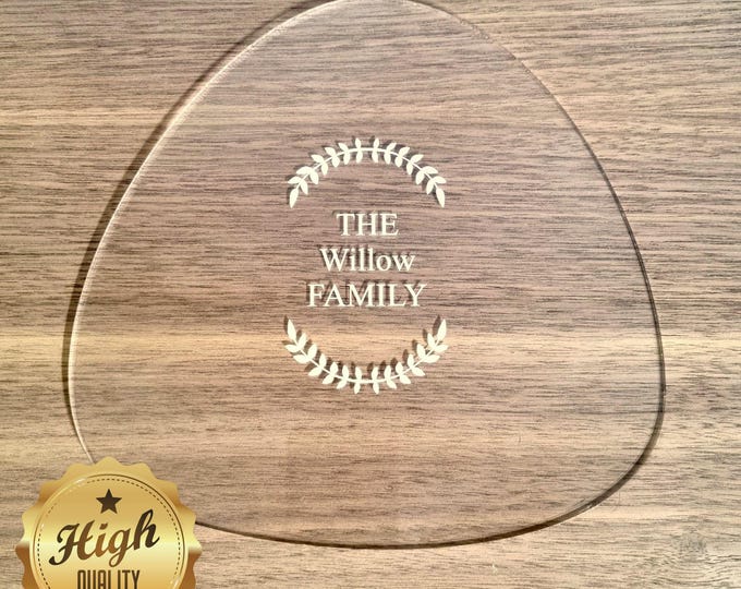 Clear Pebble Shaped Placemats & Coasters, Custom Sizes, Shapes, Colours, Engraved or Plain