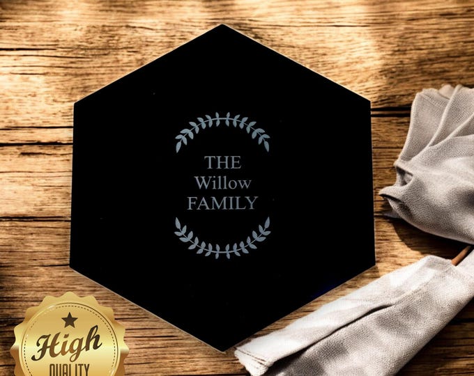Hexagon Placemats & Coasters - Clear, Gloss or Matt Colours, Custom Sizes, Shapes, Colours, Engraving Services