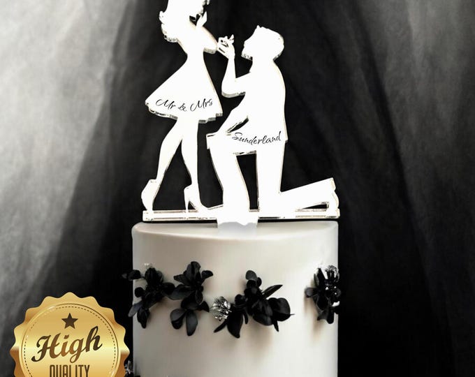 Customized Engagement Cake Toppers with Bespoke Engraving & Various Sizes/Colours - Laser Cut Acrylic Emblems for Fiance and Fiancee