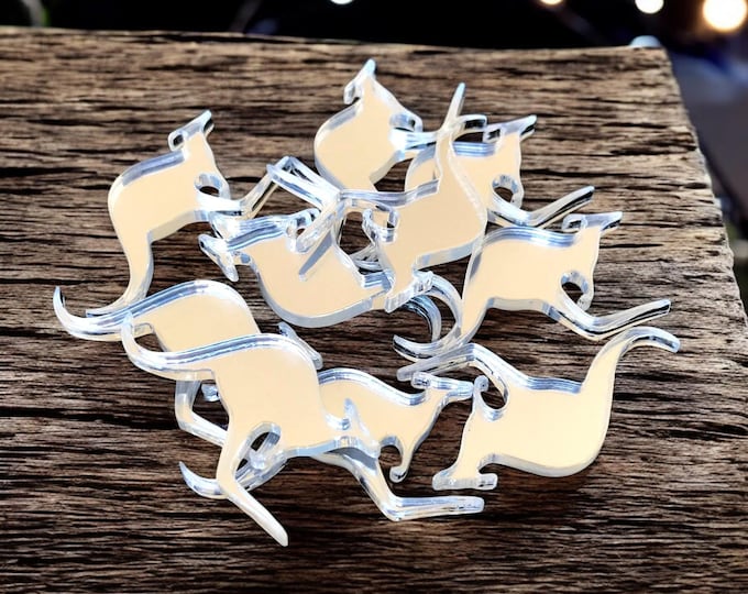 Kangaroo Shaped Acrylic Crafting Mirrors: Custom Colors & Sizes (Pack of 10)