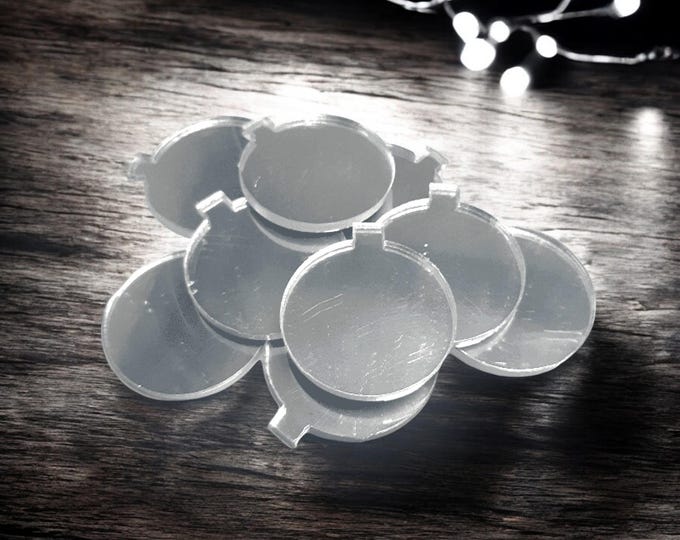 Bauble Shaped Crafting Mirrors: Acrylic Ornaments, Custom Colors, Packs of 10