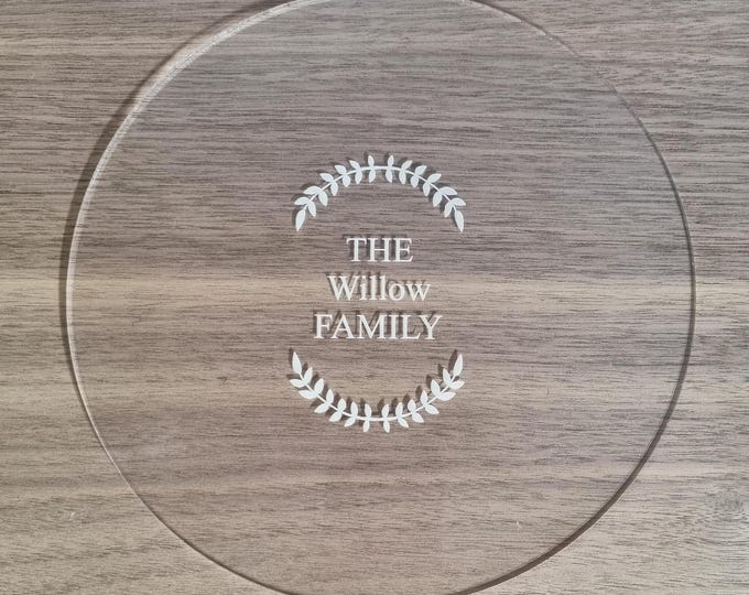 Engraved Clear Acrylic Worktop Saver: Round Table Protector, Custom Size