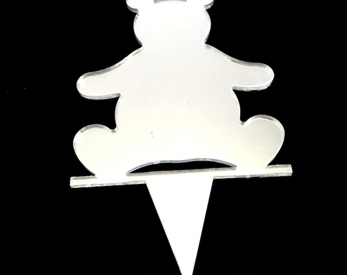 Custom Teddy Bear Cake Topper: Recycled Acrylic Cupcake Decorations