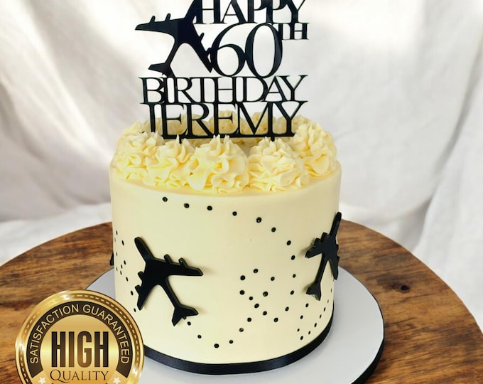 Aeroplane Name & Age Cake Toppers - Custom Colours Sizes, Shapes Made