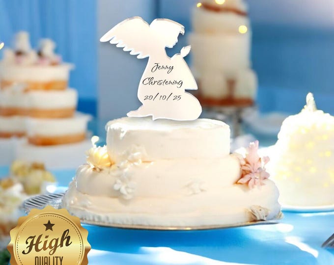 Angel Baptism / Christening Cake Toppers - Several Colour Options Available, Any Bespoke Style Made, Crafting emblems
