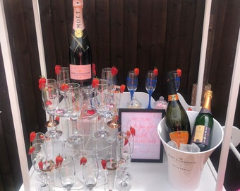 Acrylic Champagne Display Stand for Weddings & Parties - Customizable Design, Easy Assembly, Holds Glasses - Bottles