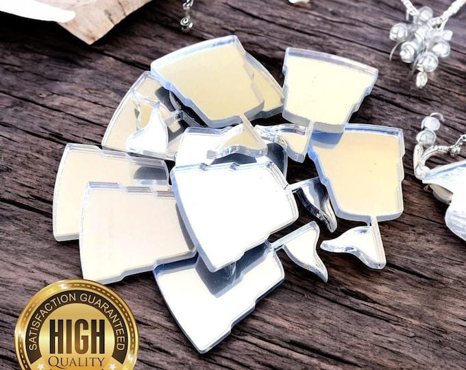 Sandcastle Shaped Crafting Mirrors, Custom Colours, Woods, Sizes, Shapes, (Holes for Jewellery or hoops for invites) Packs of 10