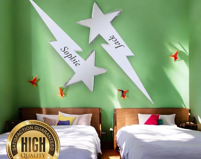Custom Pair of Shooting Star Mirrors with Engraving Services - Choose Colors, Sizes, Shapes - Acrylic Construction, Reusable, Eco-Friendly