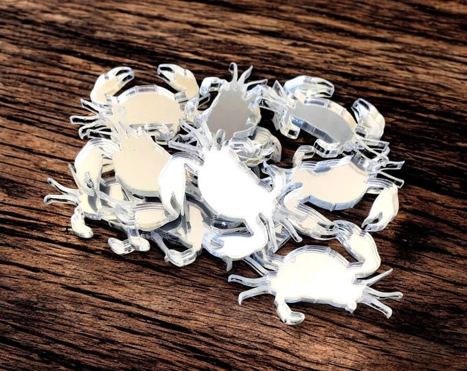 Crab Shaped Crafting Mirrors: Acrylic Embellishments, Pack of 10