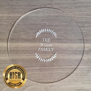Round Worktop Savers / Table Protectors / Placemats in Clear Acrylic, Custom Sizes, Shapes, Engraved or Plain