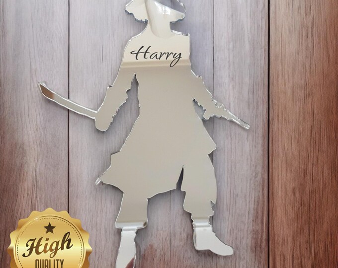 Personalized Pirate Mirror – Acrylic Kids Room Decor, Custom Engraved