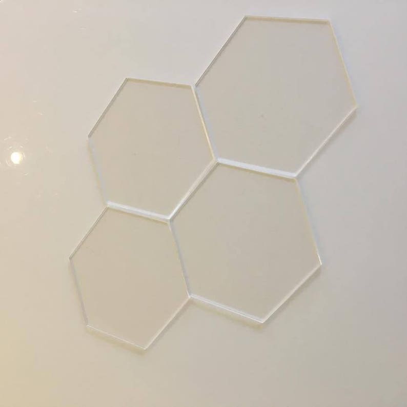 Clear Gloss Acrylic Hexagon Crafting Mosaic Wall Tiles