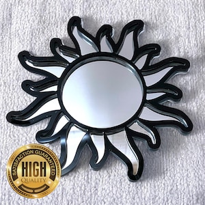 Sun Design Framed Garden Mirrors, Custom Colours, Sizes up to 38cm, Engraving Services (Indoor & Outdoor Use)