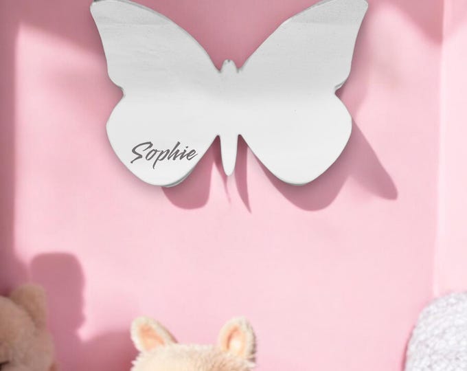 Butterfly Shaped Mirrors with a White Backing & Hooks, Custom Colours, Sizes, Shapes, Engraving Services